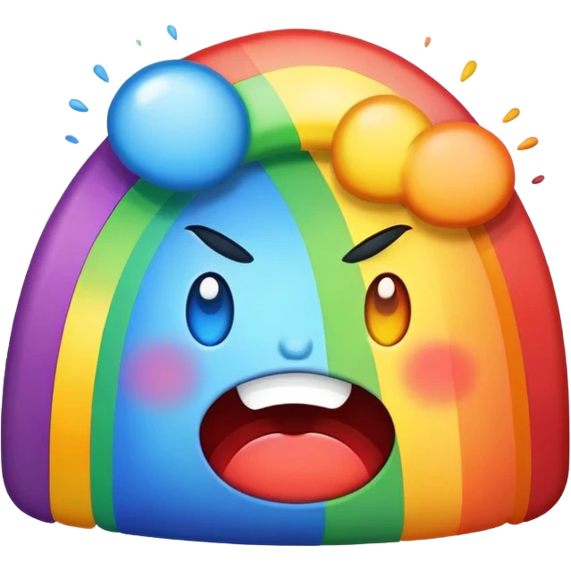 Mean looking cartoon rainbow emoji
