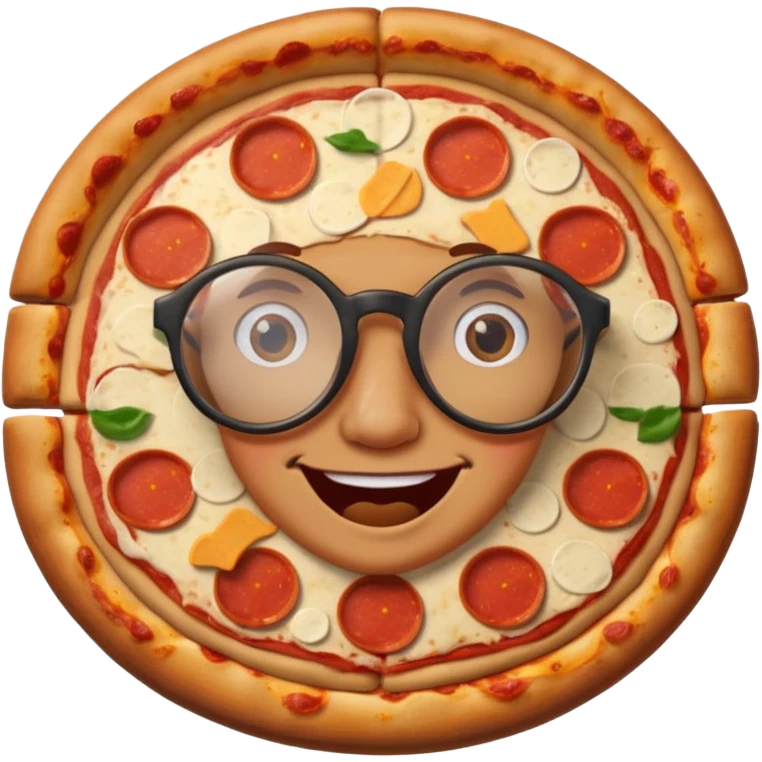 talking pizza face with glassess emoji