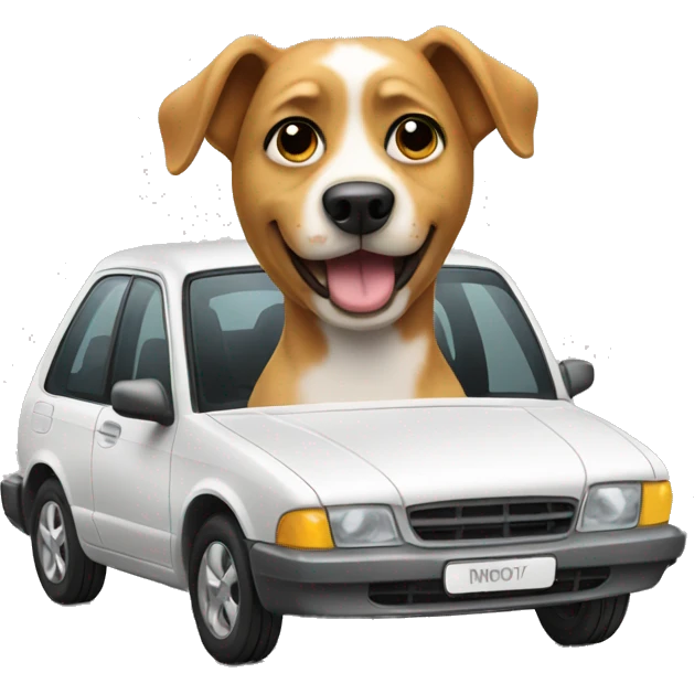 Dog with a car emoji