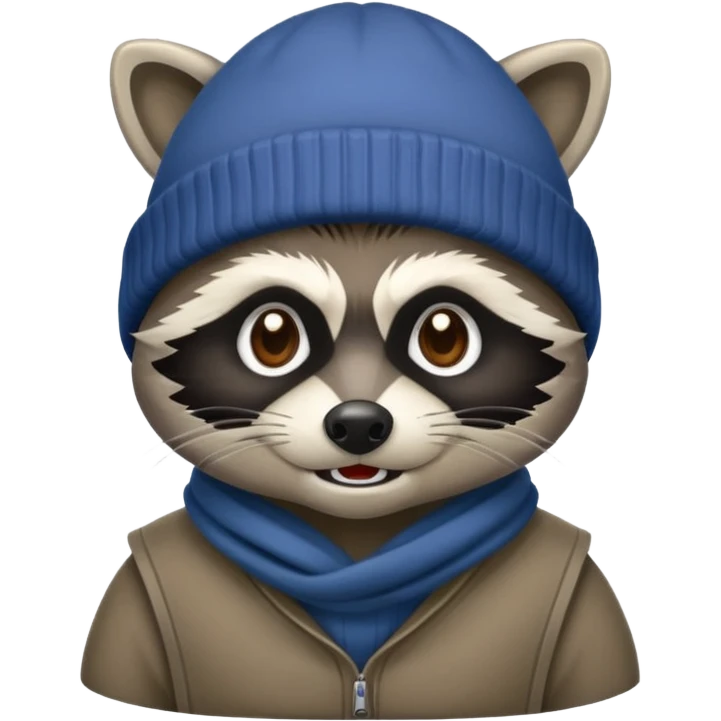 Aggressive Raccoon bandit with beanie hat emoji