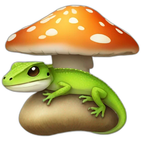 Lizard sleeping on mushroom emoji