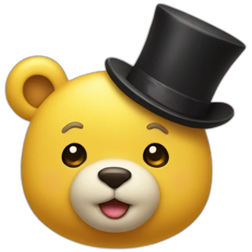 A little kawai bear yellow with a top hat emoji