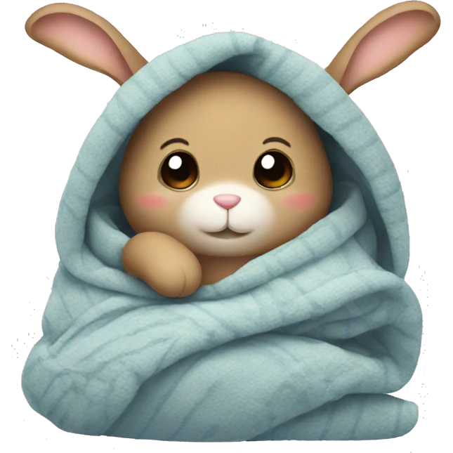 Cosy bunny with blanket emoji