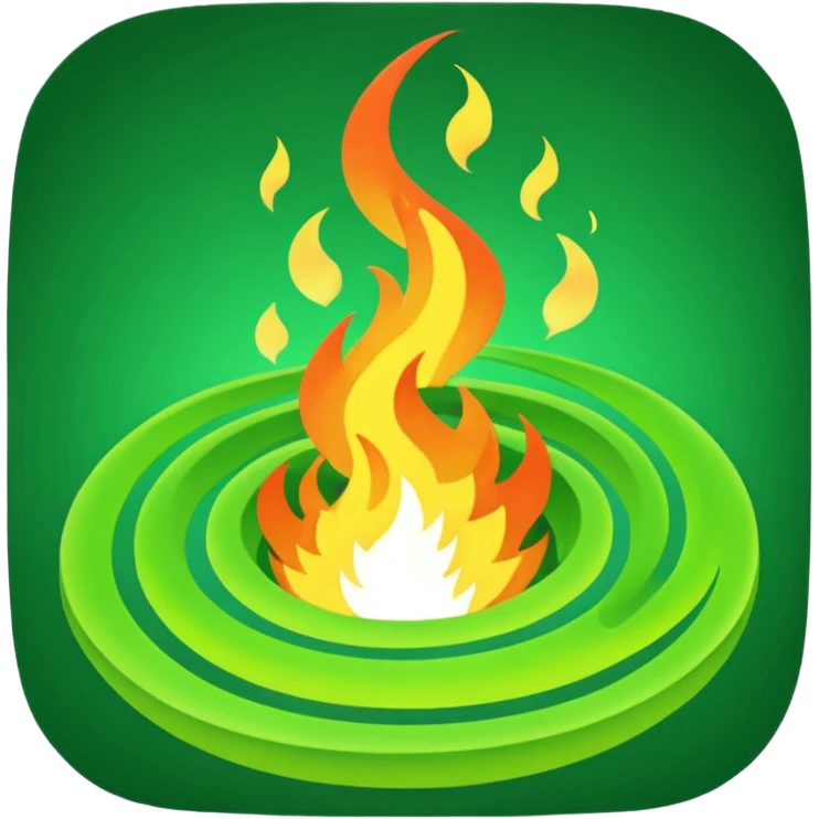 green fire in flat ancient  emoji