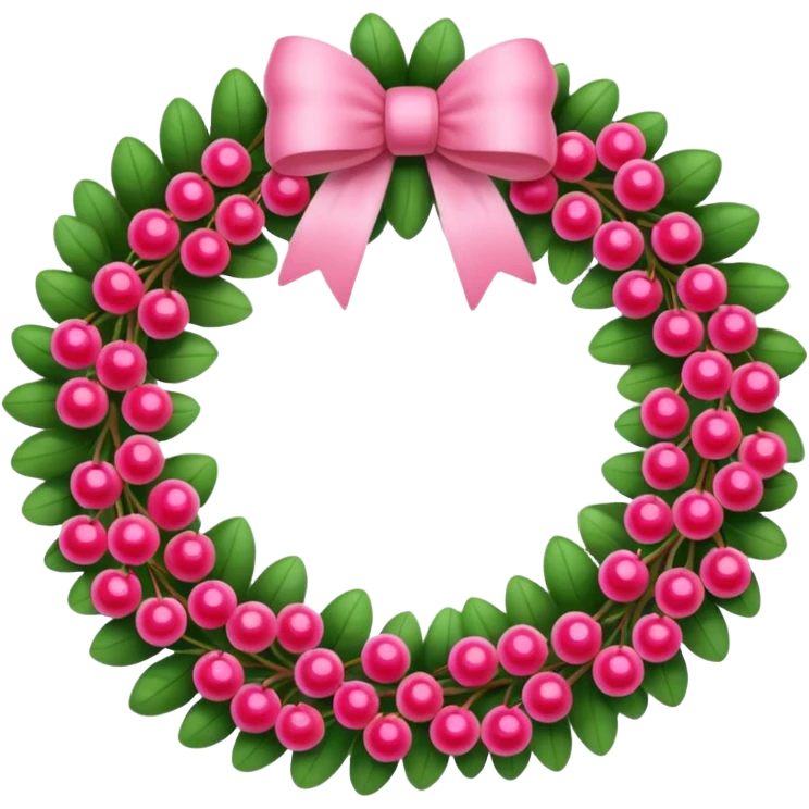 pink ornament wreath with berries emoji