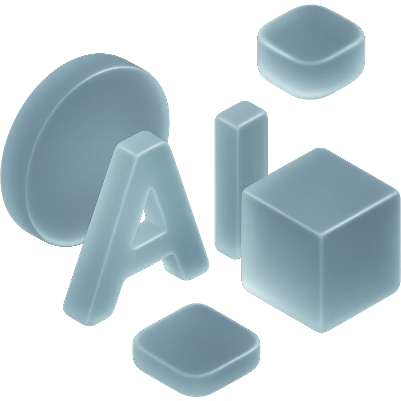 minimalist AI banner with geometric shapes and soft gradients emoji