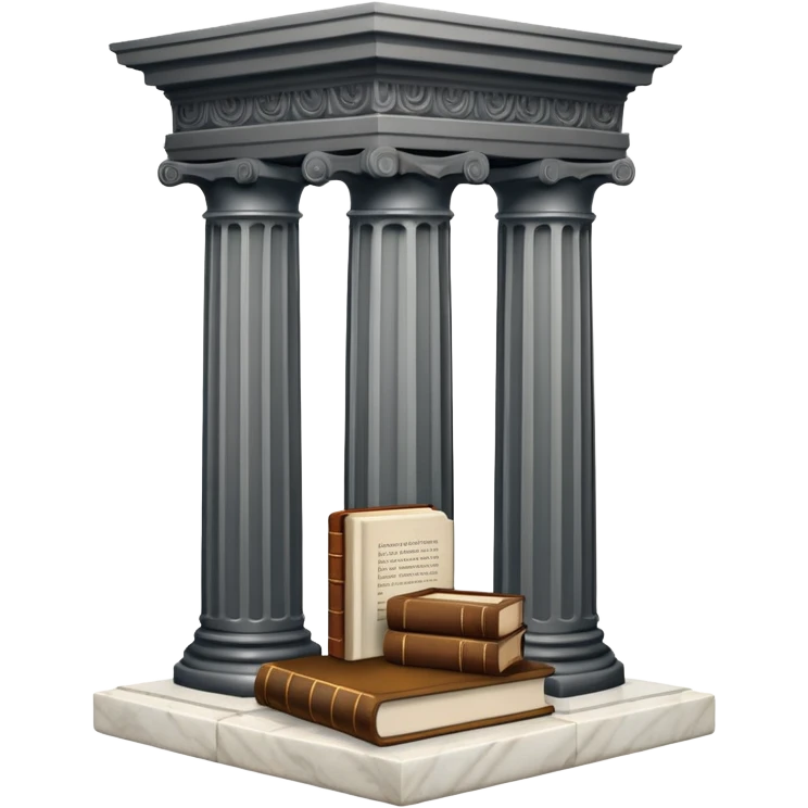An icon featuring a sculpture, and a book, symbolizing the study of culture and art. The design includes a classical column and a canvas, representing art history and cultural exploration. Transparent background highlights the connection between creativity and history. emoji