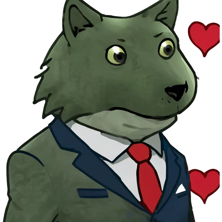 Wolf in suit loves hearts  emoji