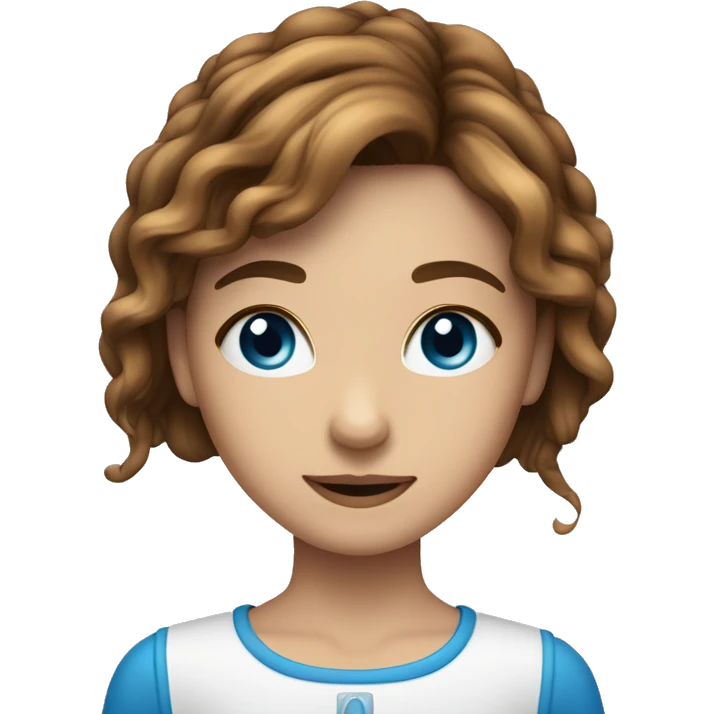 Ein Mädchen mit langen braunen haaren und blauen Augen emoji