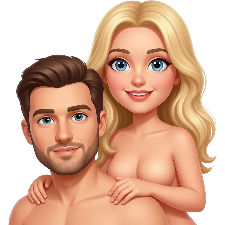 naked woman with blonde hair straddling naked man with brown hair and beard emoji
