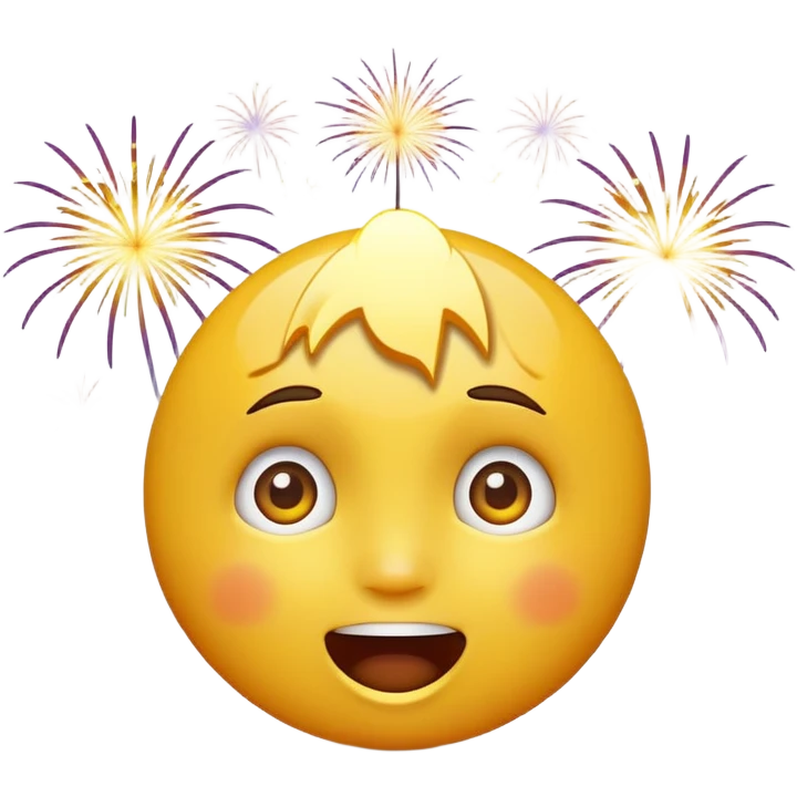 yellow face looking up at fireworks, excited expression emoji
