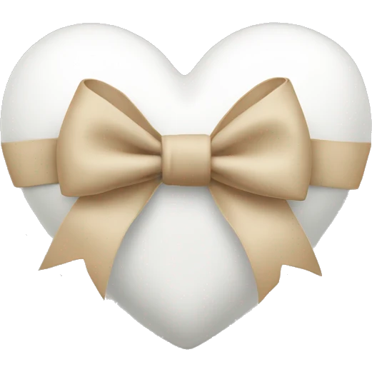 white heart with beige bow emoji