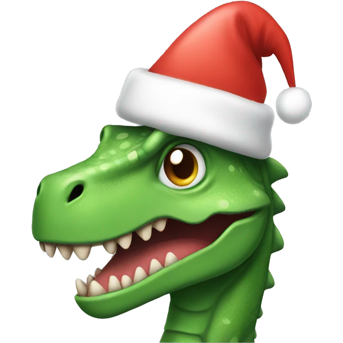 Dinosaur with Christmas hat emoji