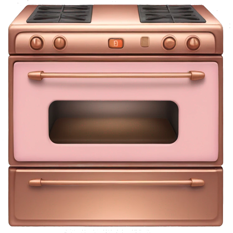 Realistic pastel pink and metallic copper vintage oven. emoji