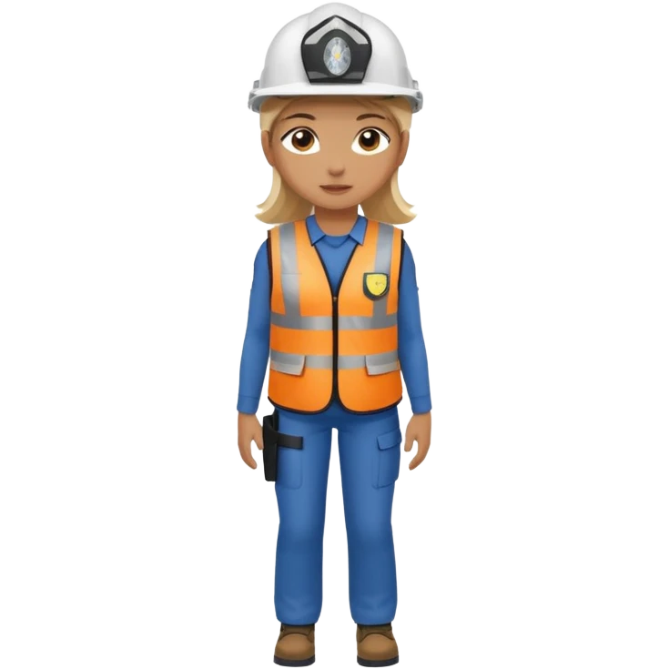Girl full body standing with her security helmet and security vest on emoji