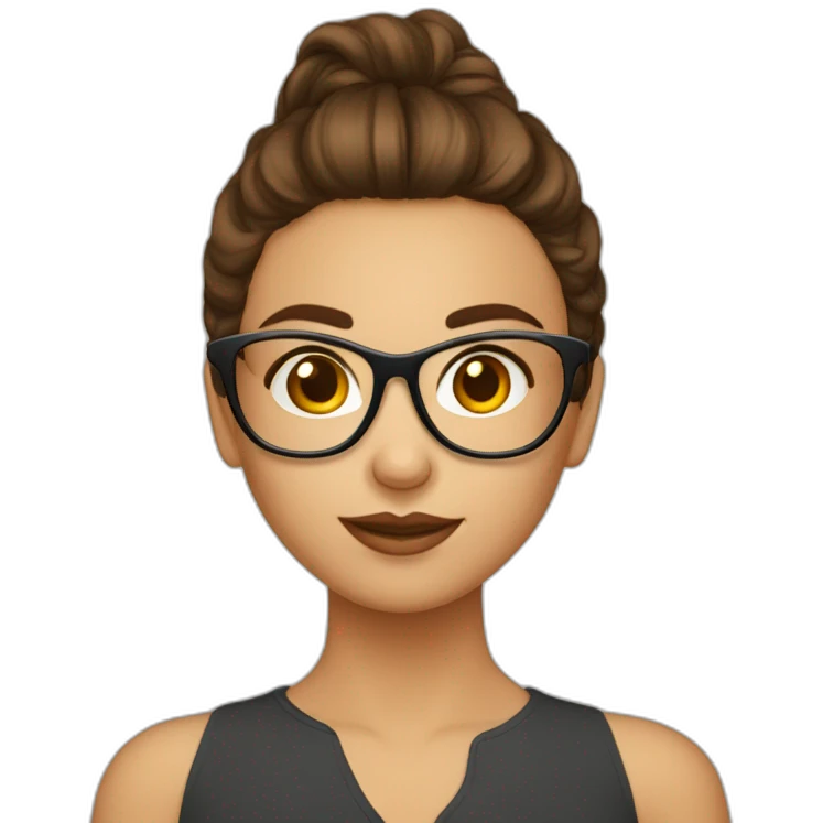 Fille a lunettes cheveux lisses brun mi-court emoji