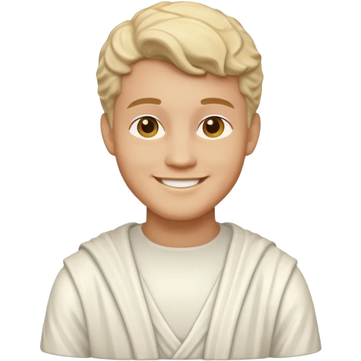 Marble style statue of man head happy full white emoji