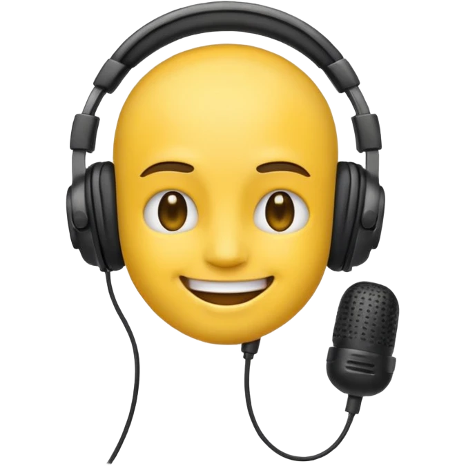 An emoji wearing headphone with mic and emoji