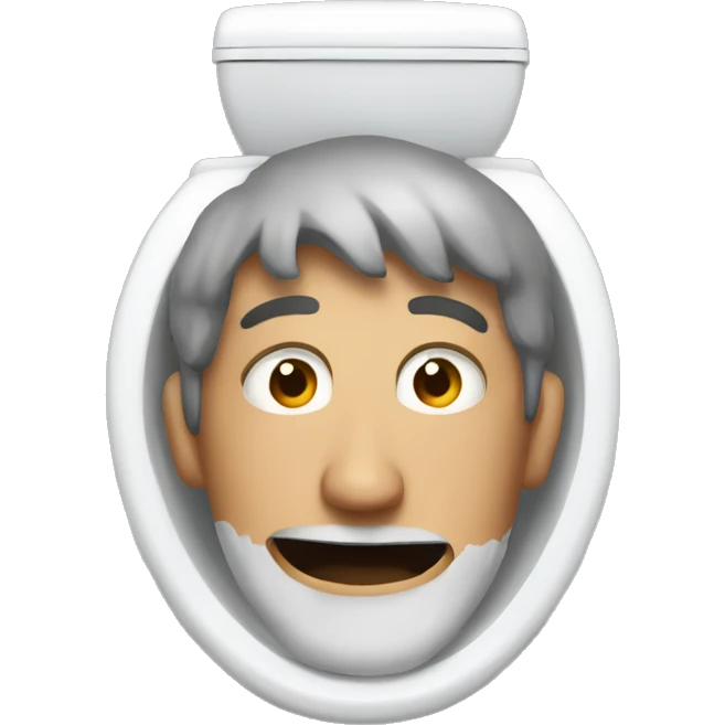 Crazy man looking out of toilet emoji