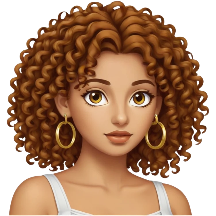 Attractive Greek woman with long curly amber-brown hair and gold hoop earrings emoji