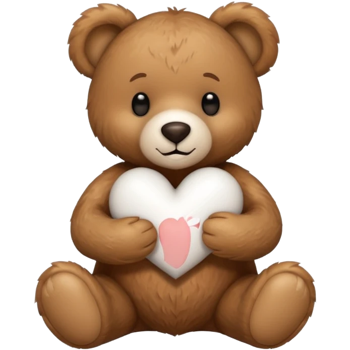 Teddy bear hugging a white heart emoji