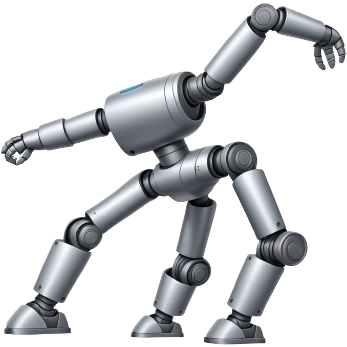 industrial robot arm wearing pants and tshirt emoji