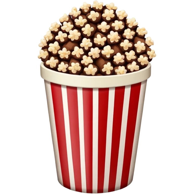 Chocolate popcorn in a paper jar with red and white vertical lineso emoji