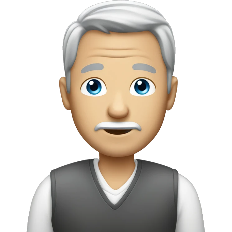 Man with gray hair using cell phone ￼ emoji