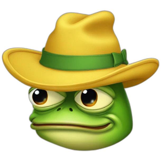 pepe the frog wearing a pointy yellow hat emoji