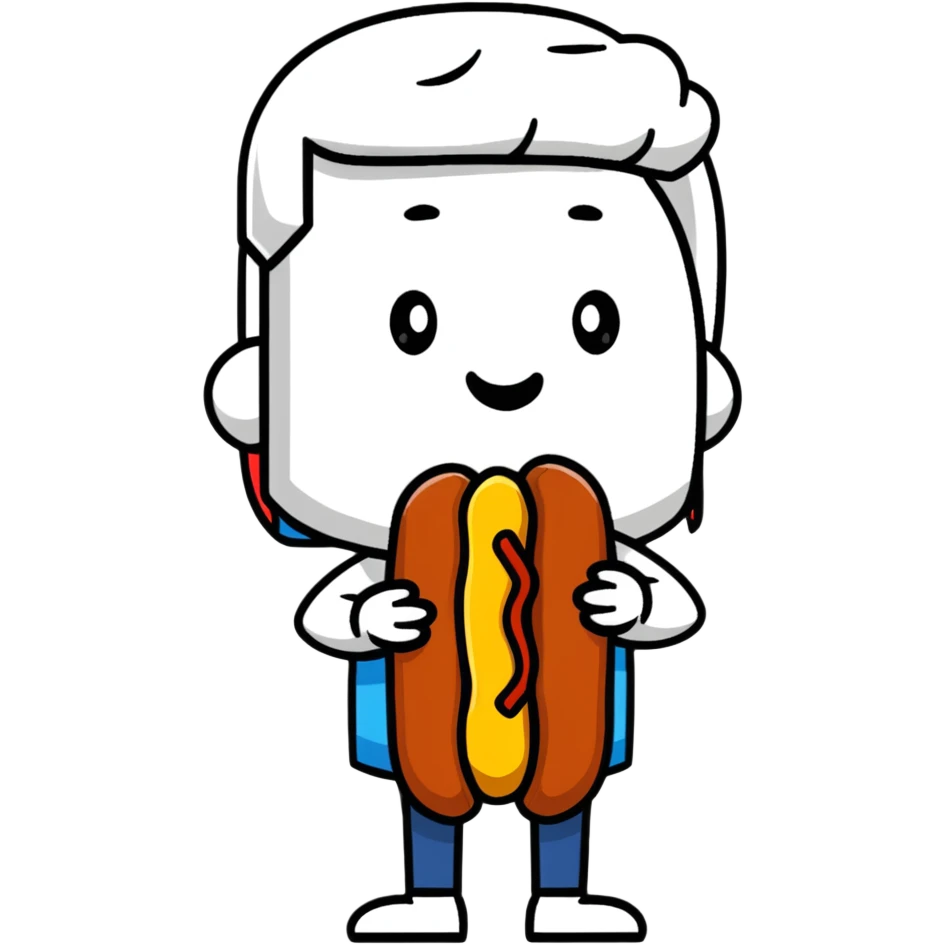 Chilean person happily eating a completo hot dog emoji