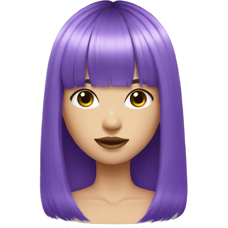 purple hair with bangs long hair emoji