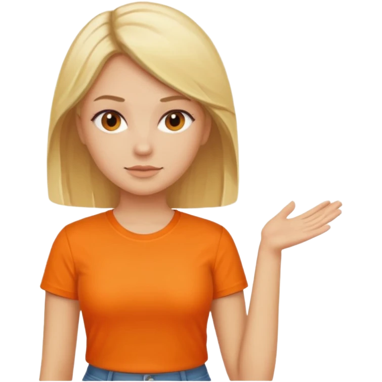 woman with blond hair standing showing full body with orange shirt emoji