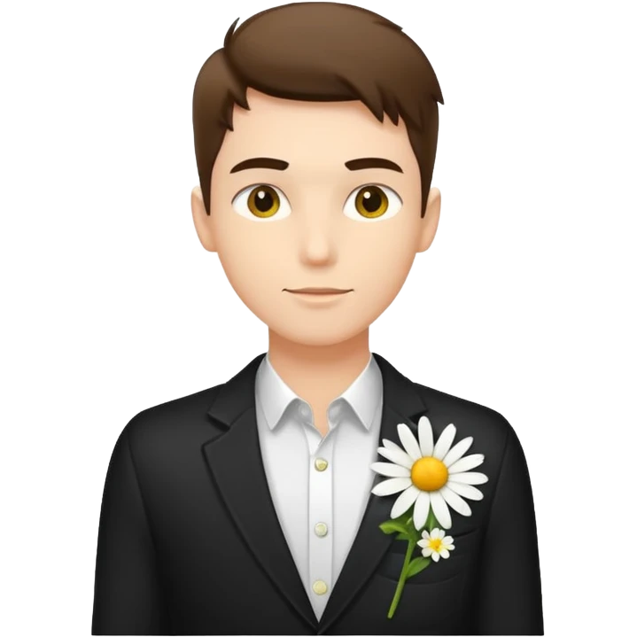Stylish guy with single daisy in pocket emoji