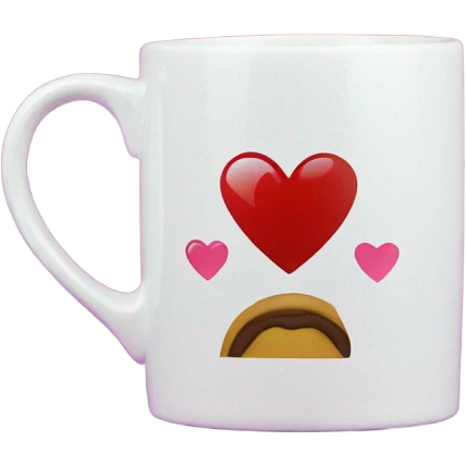 valentines theme coffee mug with heart shaped handle  emoji
