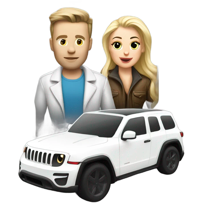 White Tesla and white jeep wrangler emoji