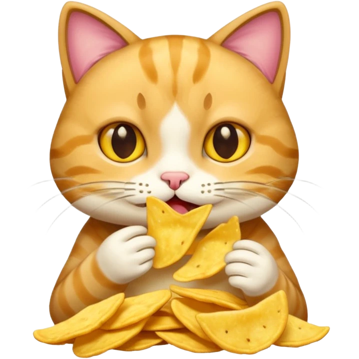 Chat qui mange du chips emoji