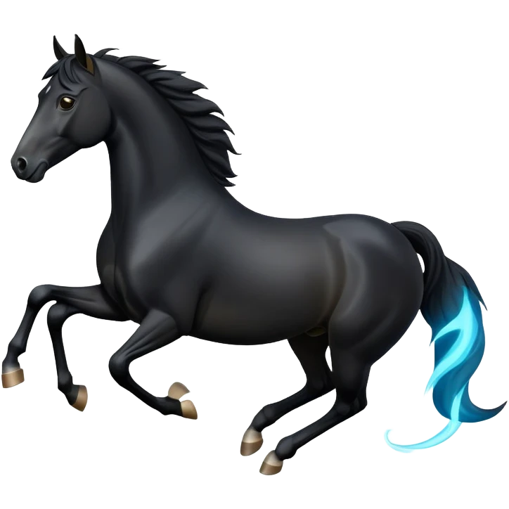 cinematic-[black horse]-realistic-full-body-galopping-emoji,-tail-flicking-lazily,-head-tilted-dramatically,-sleek-[black]-coat,-simplified-yet-realistic-focused-features,-highly-detailed,-glowing-with-an-almost-sarcastic-glow emoji