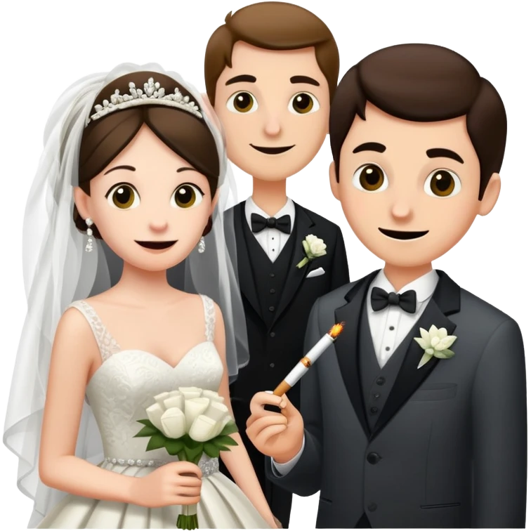 Person in fancy clothes sneaking into a wedding ceremony with a mischievous grin, uninvited guest, smoking emoji
