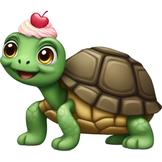 Turtle with cupcake as she’ll emoji