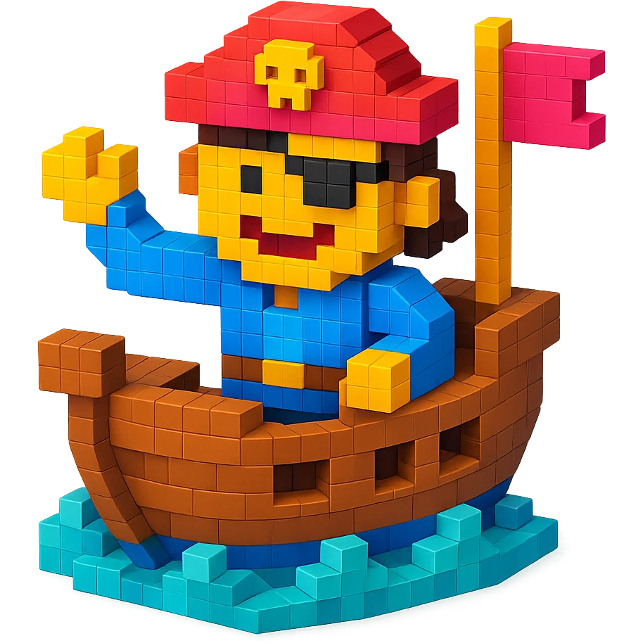 pirate with eyepatch sailing a ship , realistic background emoji