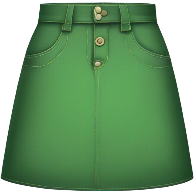 Realistic A-line high waisted green denim skirt, isolated emoji