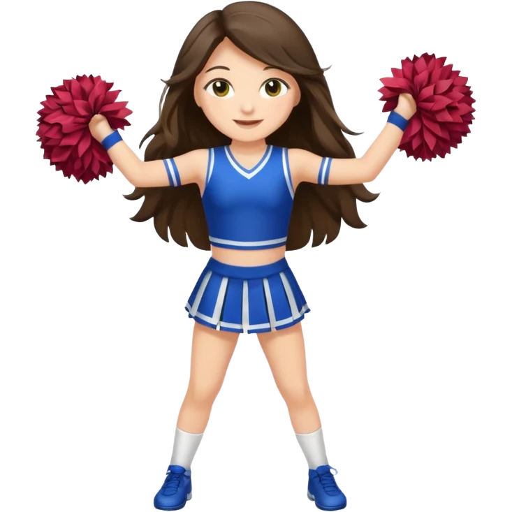 happy long haired brunette girl hazel eyes full body cheerleader emoji