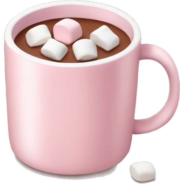 Light Pink mug of hot chocolate with marshmallows  emoji