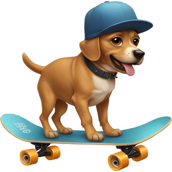 dog on skateboard wearing a hat emoji