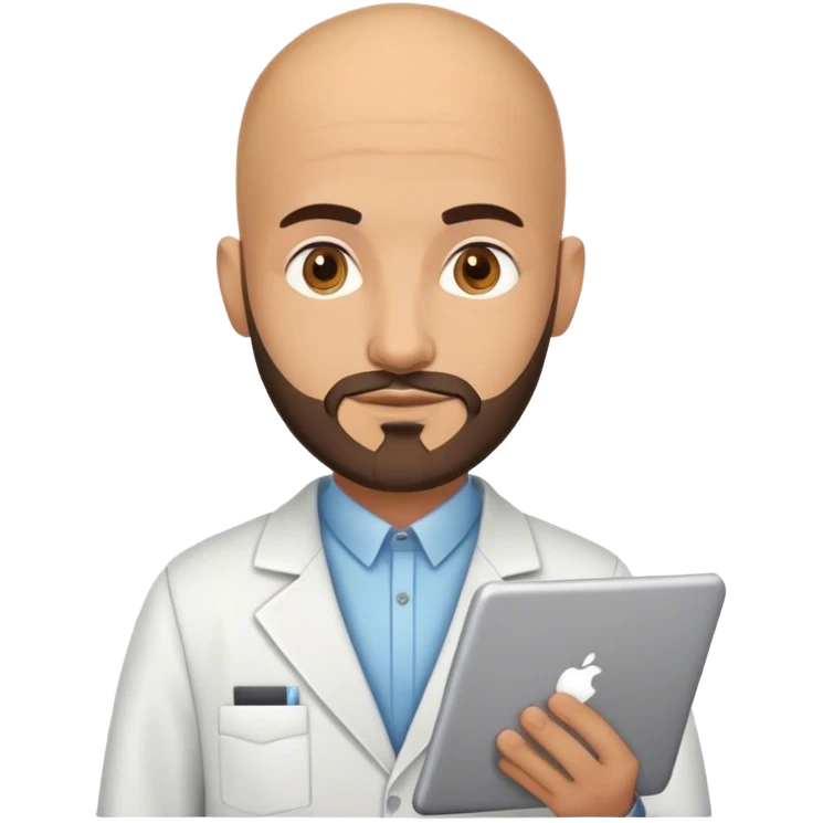 Emoji d'un data analyst marocain. chauve avec la barbe très courte emoji