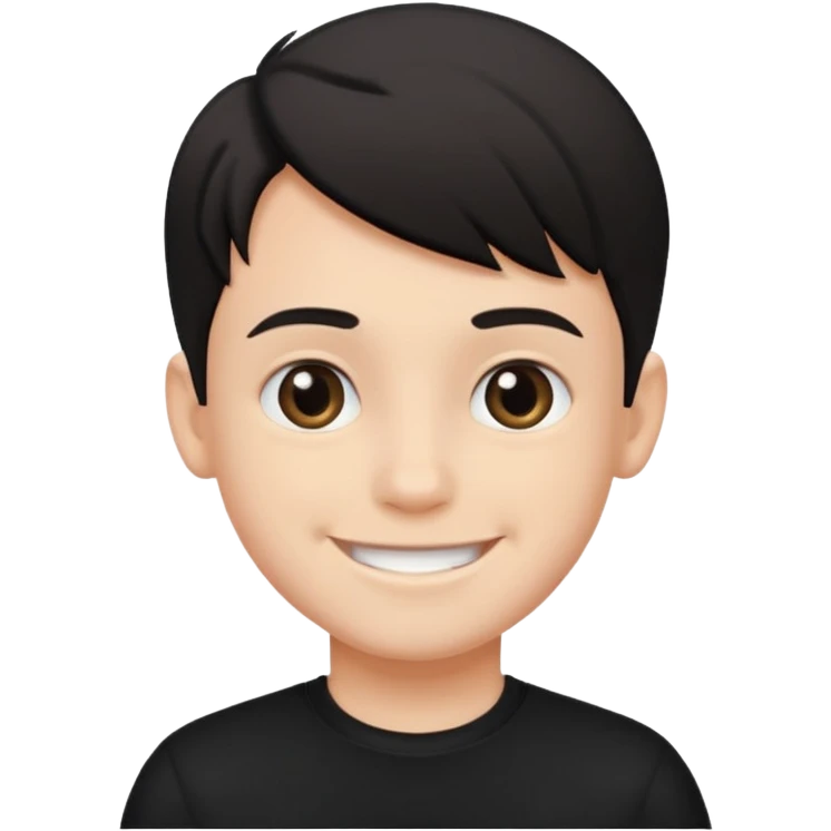 Maktab yonida kulib turgan qora kiyimdagi bola emojisini chiqarib ber emoji