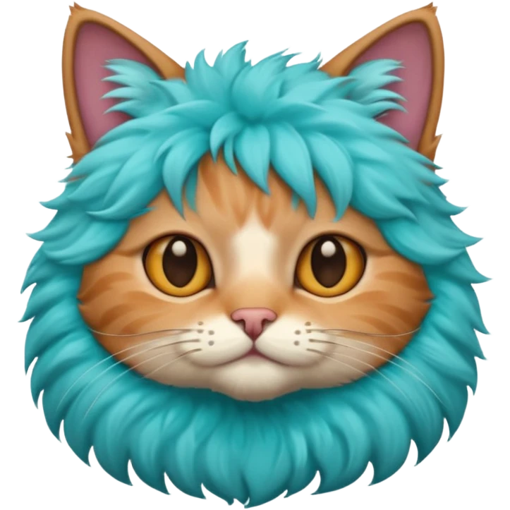 cat with turcoise hair emoji