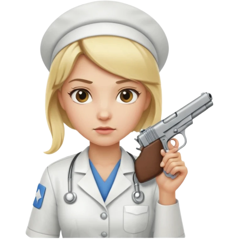 blonde nurse with a gun emoji