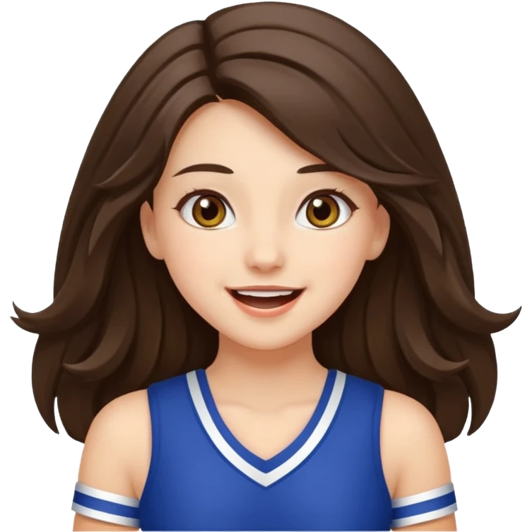 happy long haired brunette girl hazel eyes cheerleader cheering emoji