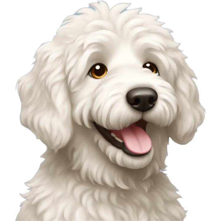 happy white fluffy labradoodle emoji